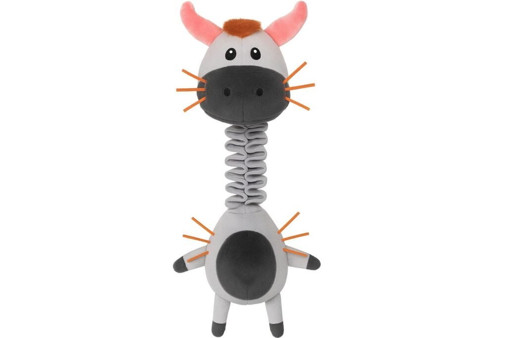 Eneston Squeaky Plush Dog Toy, soft lightweight plush with squeaker and crinkle sounds, designed for dachshunds needing gentle, low-strain play