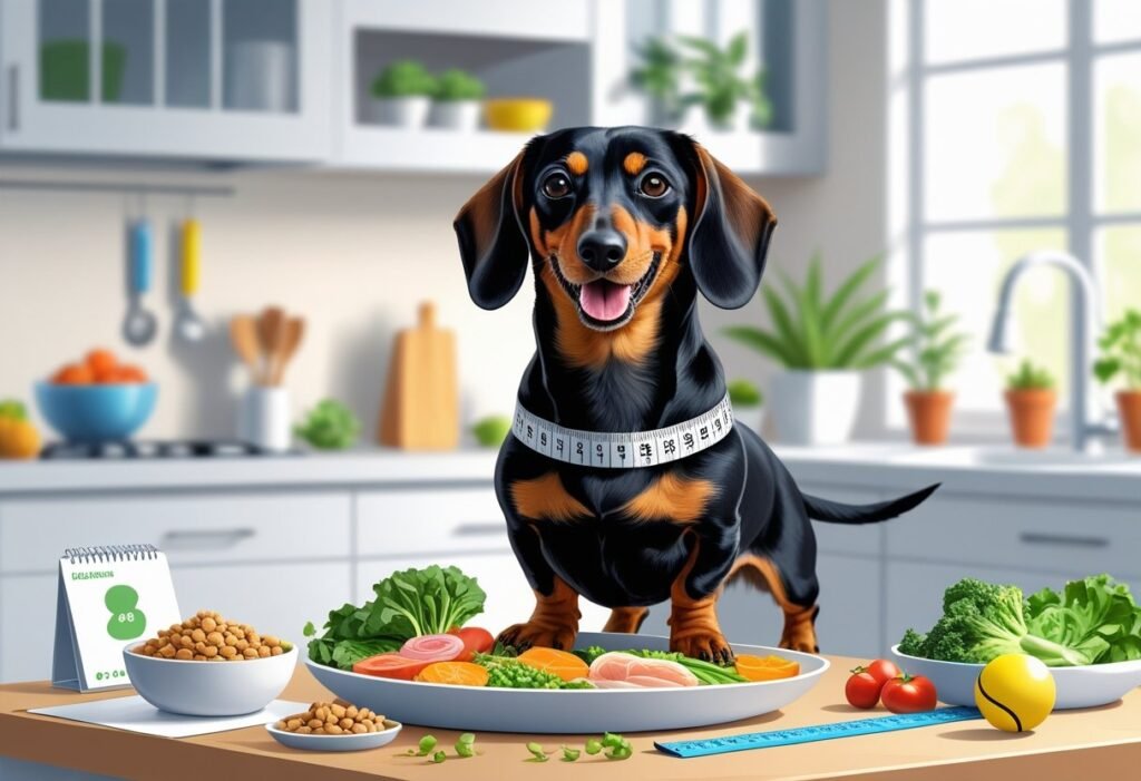 overweight dachshund at his home