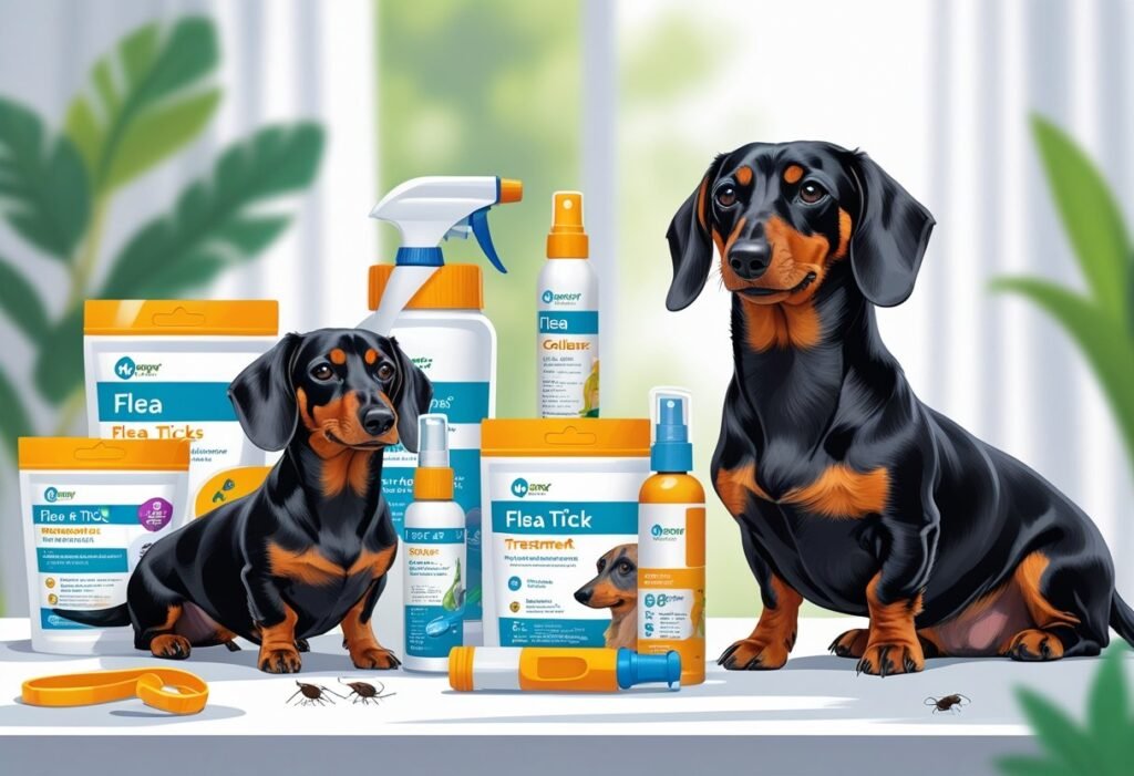 Dachshund and flea and tick prevention meds of PetCareSupllies