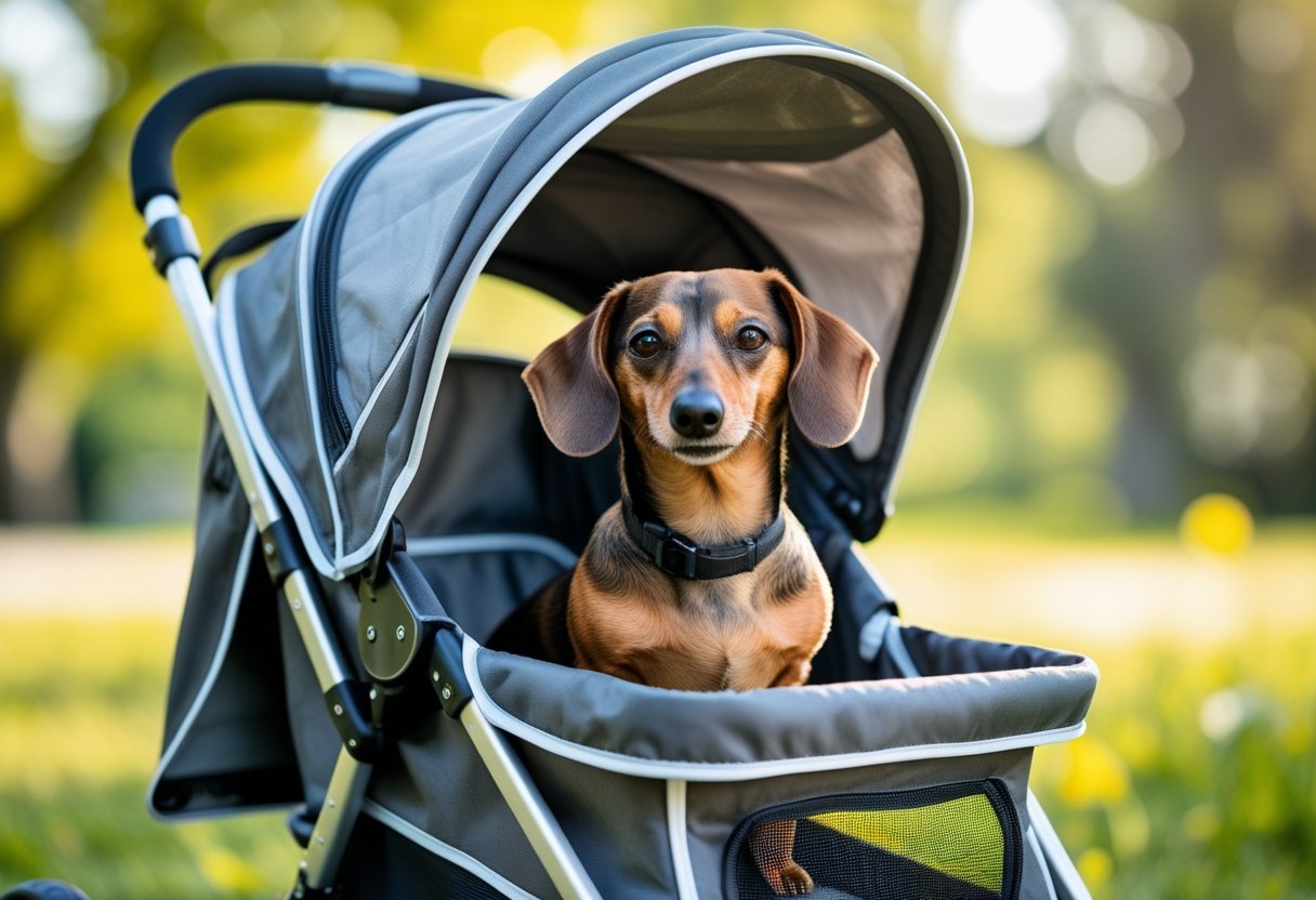 Close-up of ultra-soft gray stroller padding, highlighting plush fabric texture inside a pet stroller.