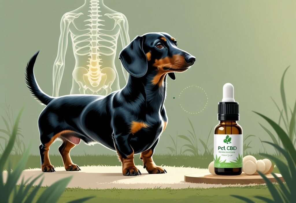 Dachshund with pain and solution is CBD oil
