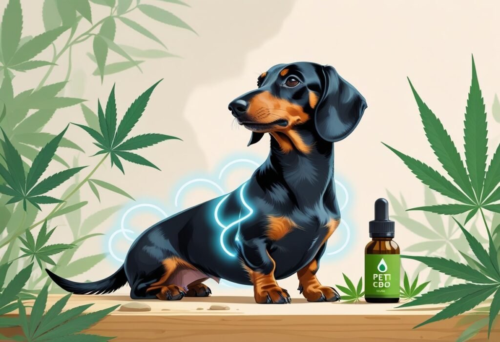Calm and happy dachshund with CBD oils
