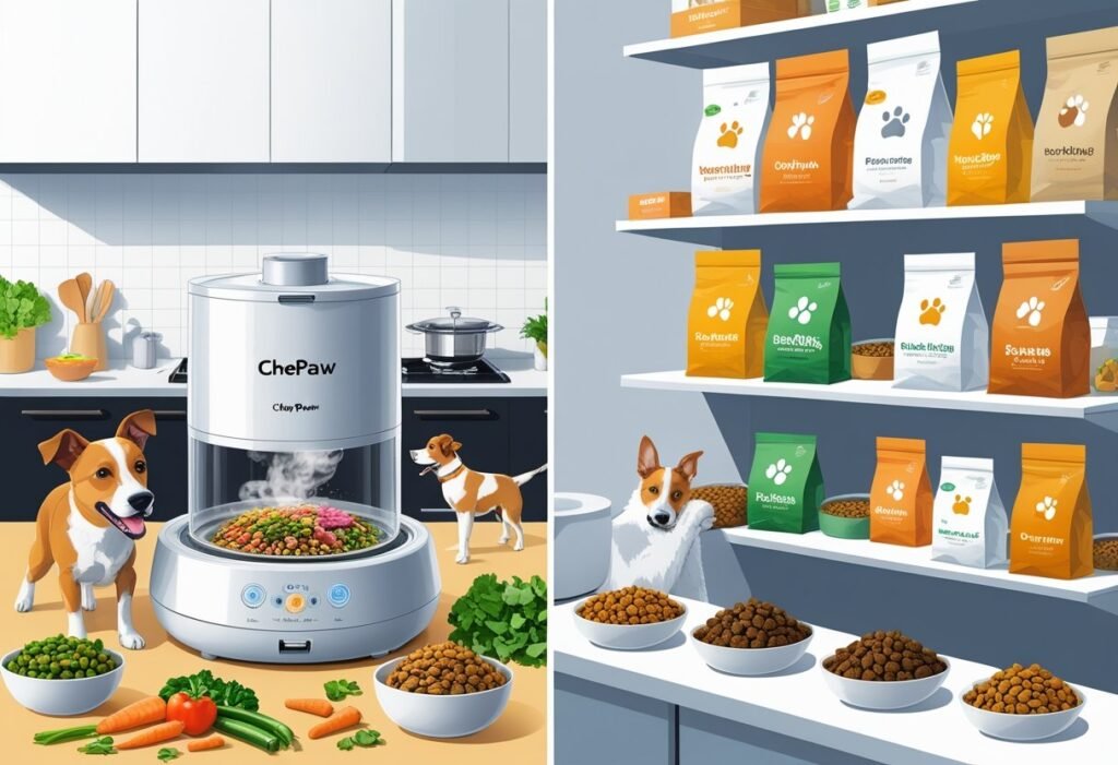 Dog food packets and dog food maker machine
