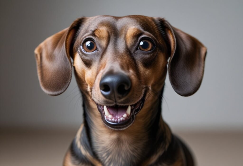 Fear-based Dachshund nipping shown through subtle growl