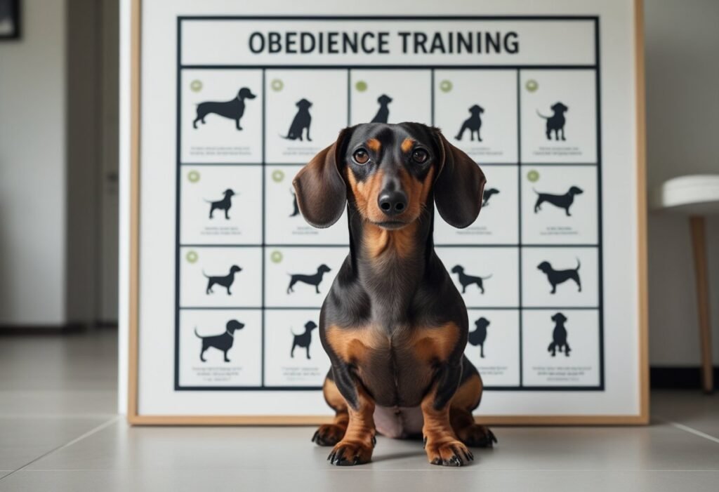 Attentive Dachshund listening during quiet obedience session