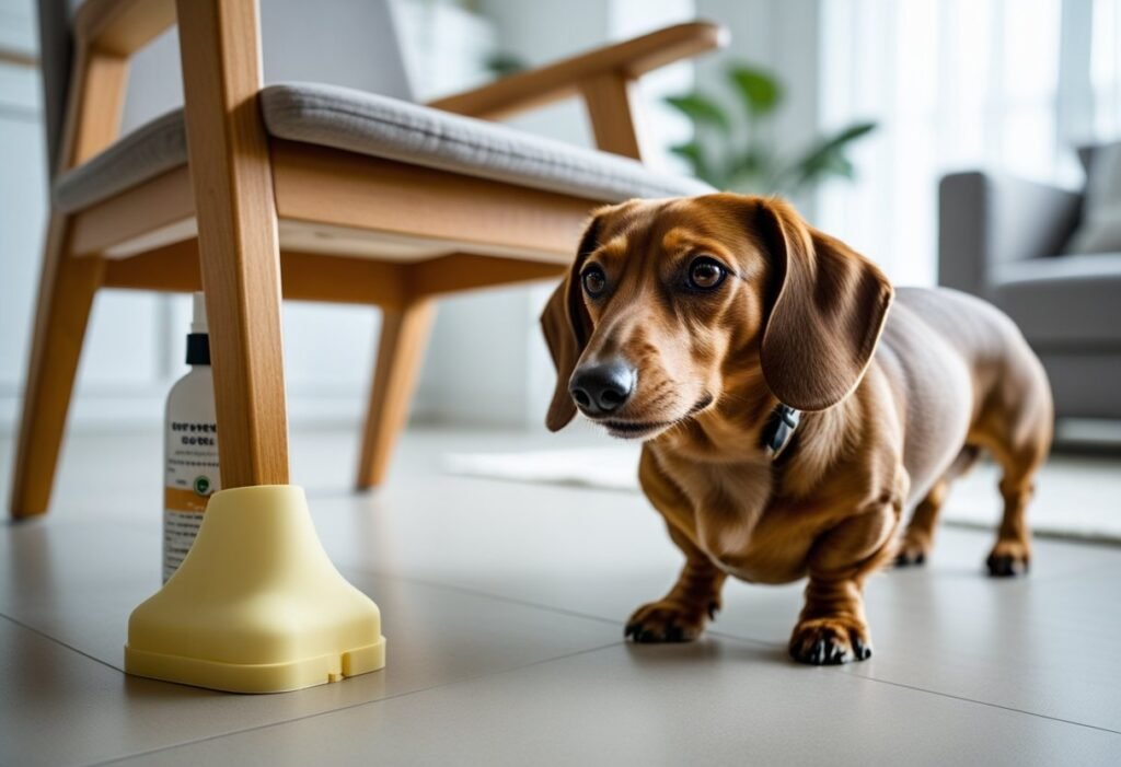 Furniture protection used for Dachshund proofing home with chew-proof covers and sprays