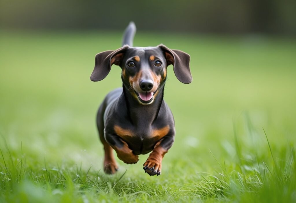 Overweight Dachshund enjoying outdoor playtime to stay fit and active.