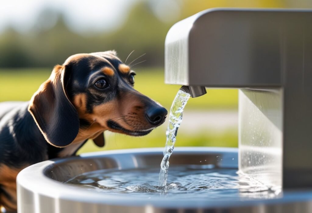 Dachshund drinking clean water to stay hydrated and maintain good health.