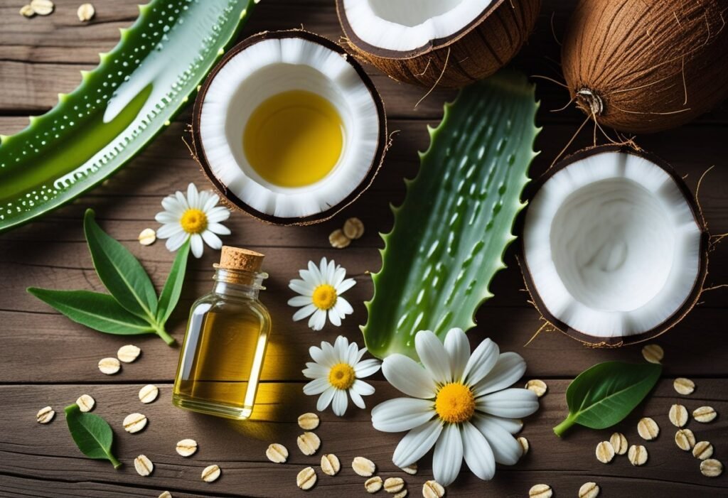 Long-haired Dachshund being brushed after bath to prevent tangles and mats, using natural grooming care products