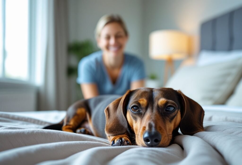 Dachshund sleeping peacefully after consistent parasite prevention